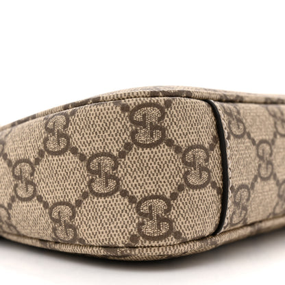 Gucci GG Supreme Monogram Textured Calfskin Small Emblem Shoulder Bag Beige Dark Brown 9 of 10