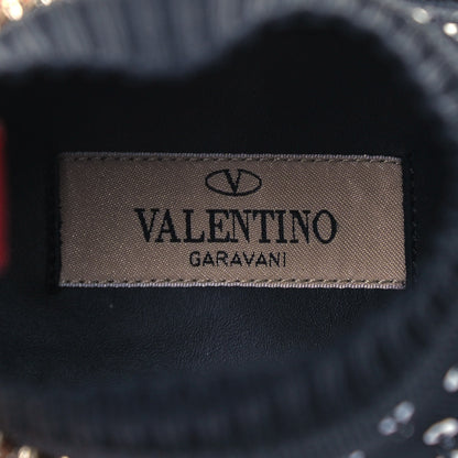 Valentino Garavani Calfskin Crystal Mesh Knit Cutout Odissey Sock Sneakers 36 Black Water 7 of 7