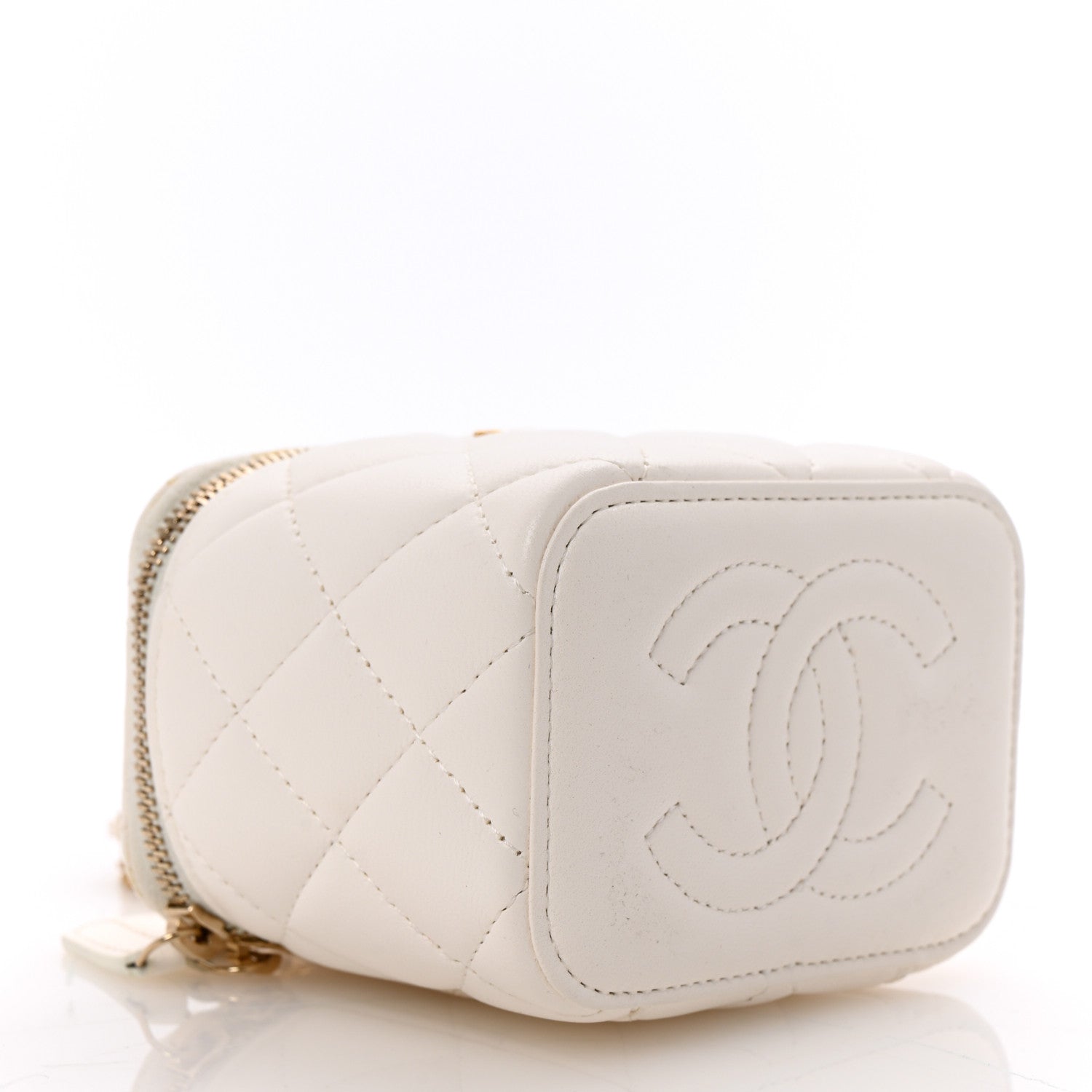 Chanel Lambskin Quilted Mini Vanity Case With Chain White 3 of 10