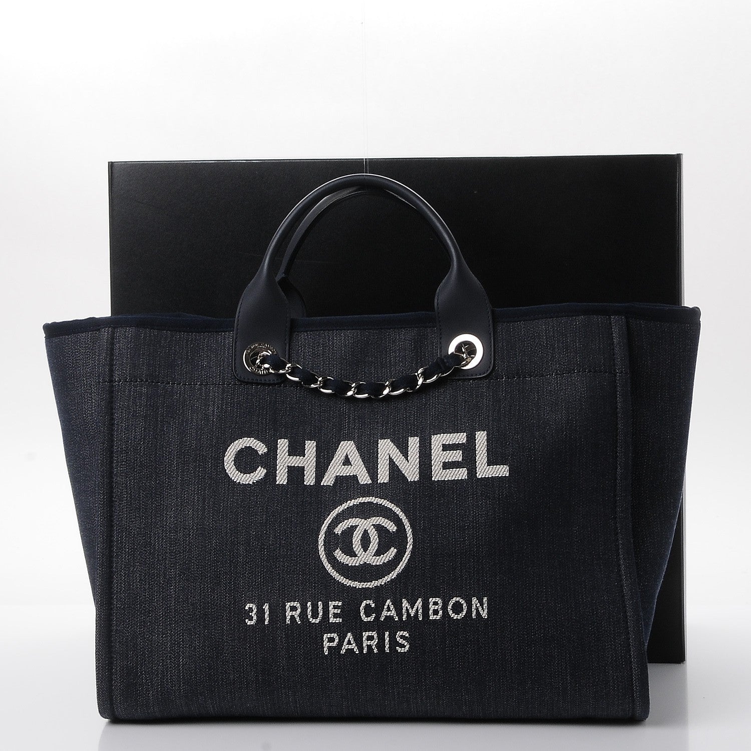Chanel Denim Large Deauville Tote Dark Blue 8 of 8