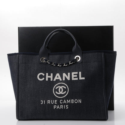 Chanel Denim Large Deauville Tote Dark Blue 8 of 8