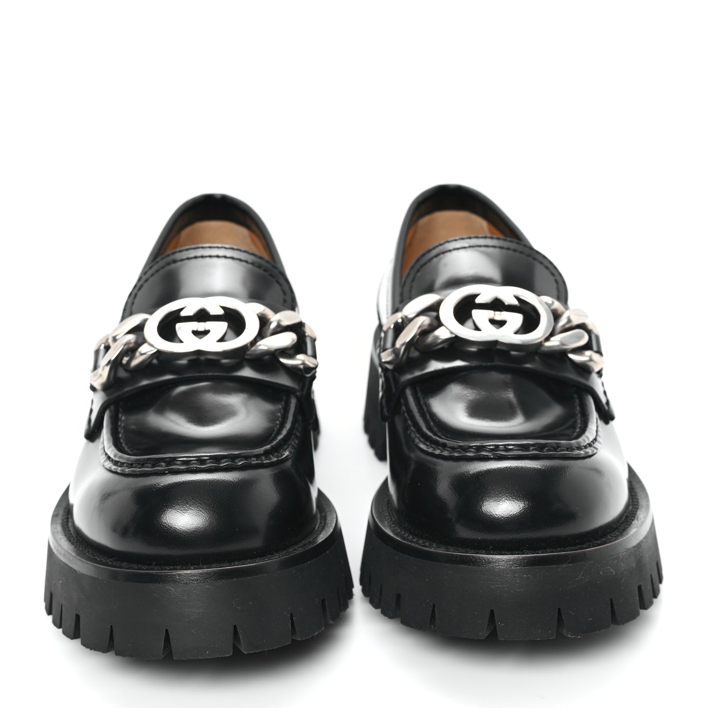 Cordovan Lux Womens Jeanne Platform Lug Sole 30/45mm Loafers 38.5 Black