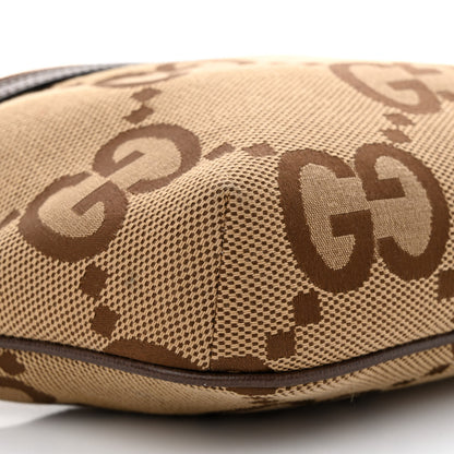Gucci Monogram Jumbo GG Textured Dollar Calfskin Web Belt Bag Camel Ebony New Acero 9 of 10