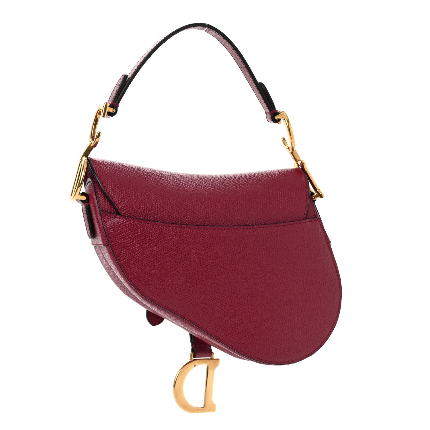Christian Dior Grained Calfskin Mini Saddle Bag Red 3 of 10