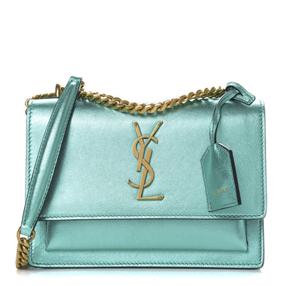 Saint Laurent Metallic Calfskin Small Monogram Sunset Chlorophille 1 of 9