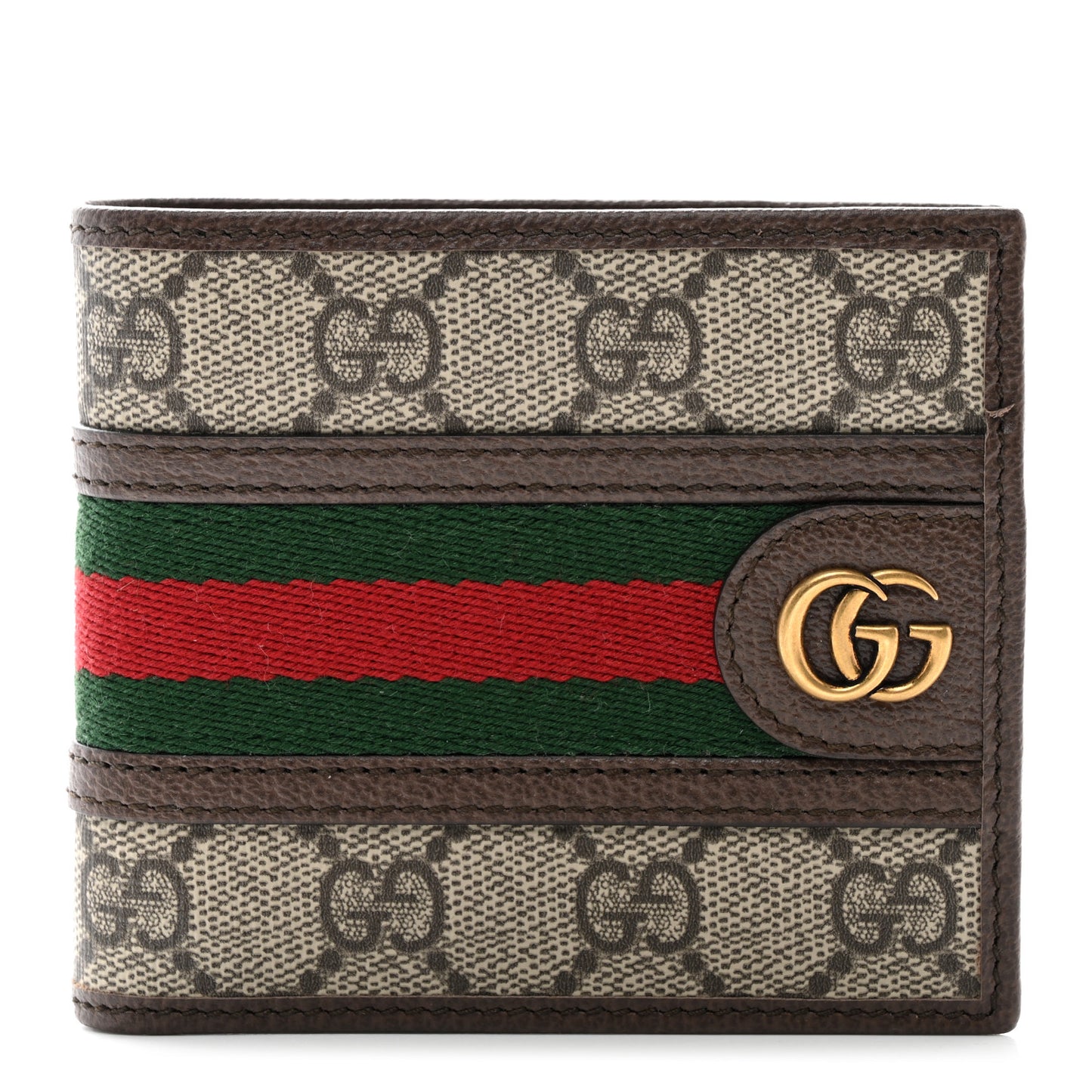 GG Supreme Monogram Web Mens Ophidia Bi-Fold Coin Wallet Beige New Acero