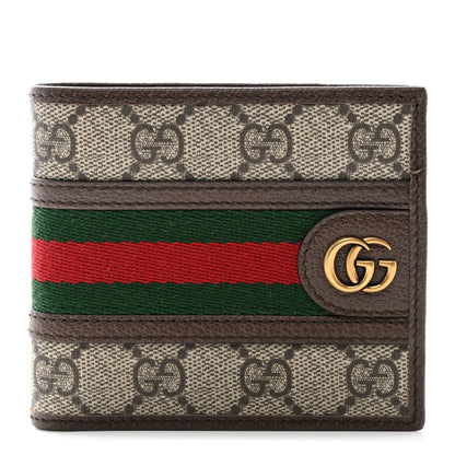 Gucci GG Supreme Monogram Web Mens Ophidia Bi-Fold Coin Wallet Beige New Acero 1 of 8