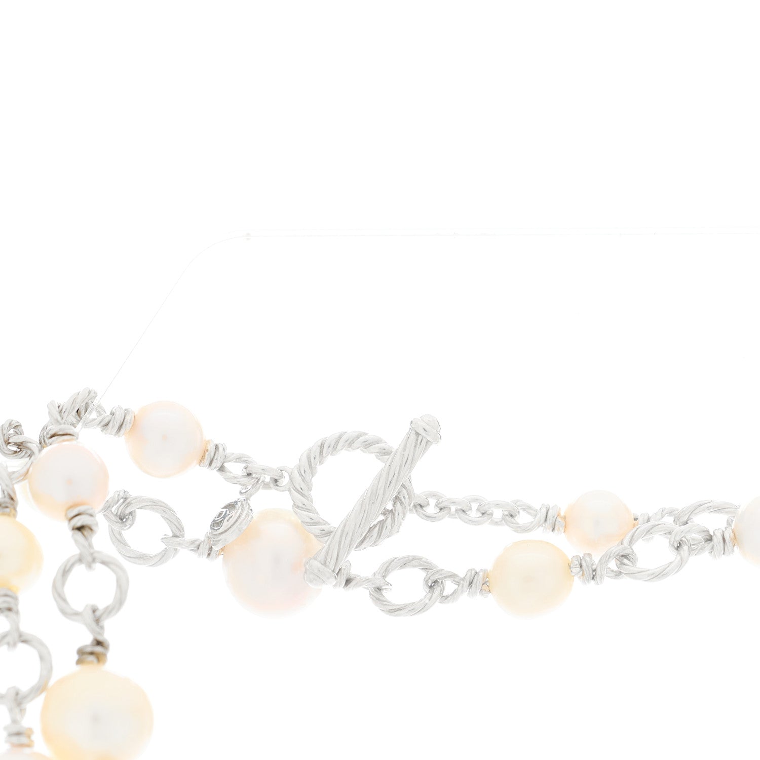 David Yurman Sterling Silver Cultured Pearl Quatrefoil Long Chain Necklace 4 of 5