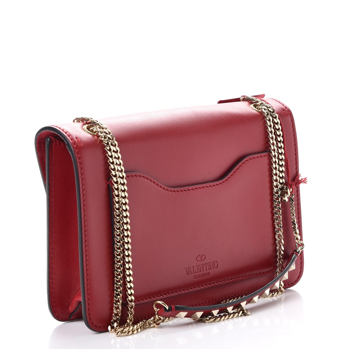 Vitello Small Rockstud Demilune Shoulder Bag Rosso Valentino