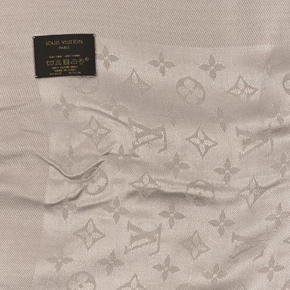 Louis Vuitton Silk Wool Monogram Shawl Greige 3 of 3