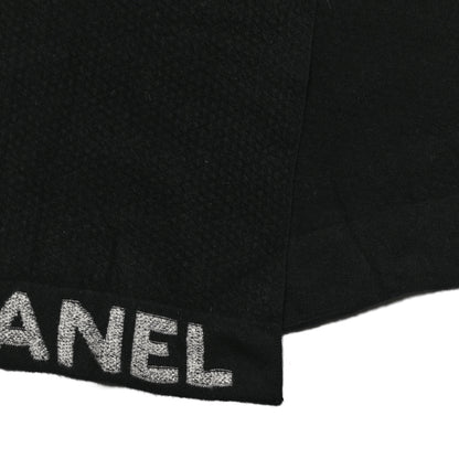 Chanel Wool Cashmere CC Scarf Black White 3 of 4