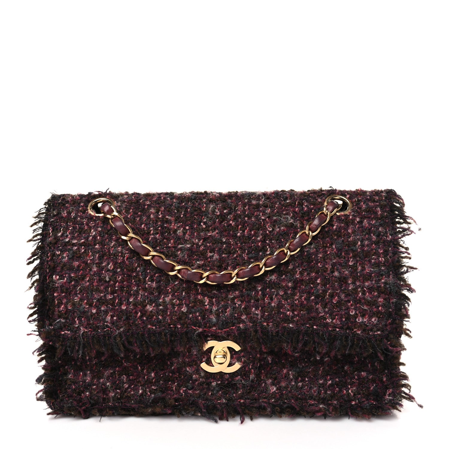 Chanel Tweed Quilted Medium Double Flap Purple 1 of 9