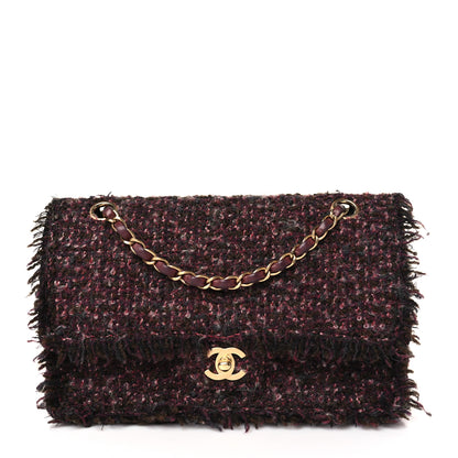 Chanel Tweed Quilted Medium Double Flap Purple 1 of 9