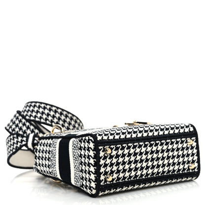 Christian Dior Canvas Houndstooth Embroidered Mini Lady D-Lite Black White 5 of 11