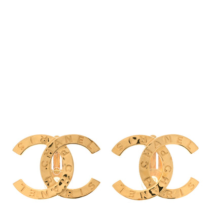 Chanel Metal CC Paris Button Clip On Earrings Gold 1 of 5