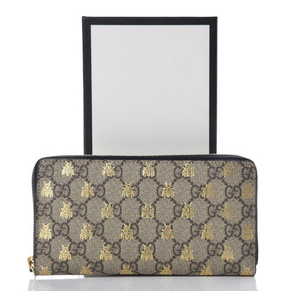 Gucci GG Supreme Monogram Bees Zip Around Wallet 10 of 10