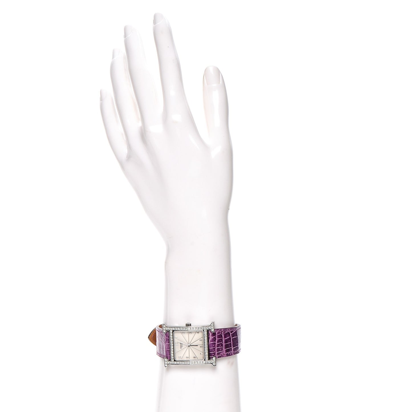 Stainless Steel Alligator Diamond Bezel 26mm Heure H Hour Quartz Watch Amethyst