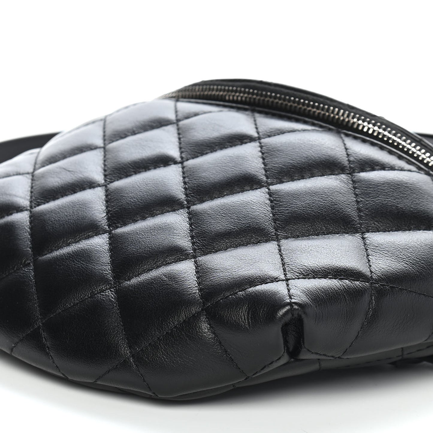 Calfskin Quilted Waist Belt Bag Black