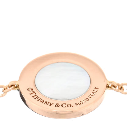 Tiffany 18K Rose Gold Diamond Mother of Pearl T Circle Bracelet 3 of 4
