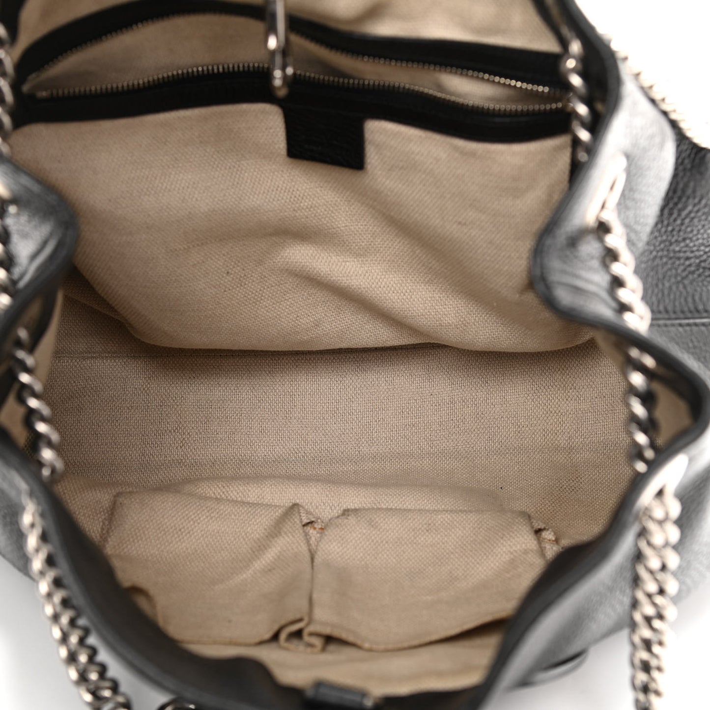 Pebbled Calfskin Studded Medium Soho Chain Shoulder Bag Black