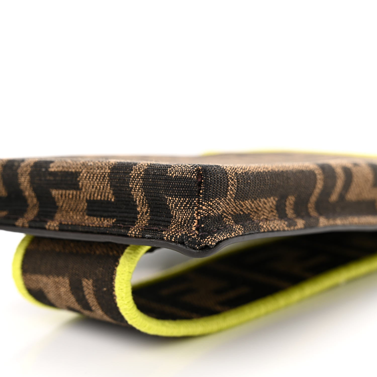Fendi Fabric Jacquard FF 1974 Cell Pocket Strap You Tobacco Moro Giallo Fluo 9 of 10