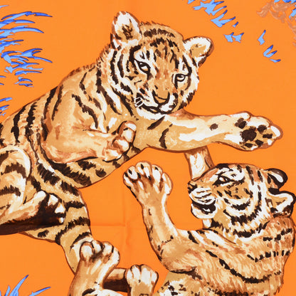 Hermes Silk Les Tigreaux Pocket Square 1 of 5