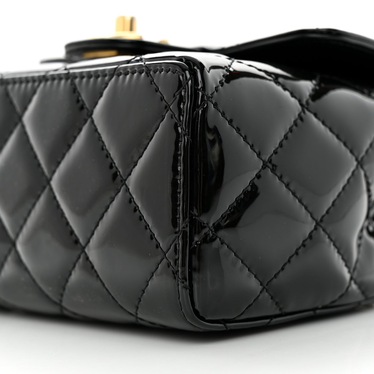 Patent Quilted Mini Square Flap Black