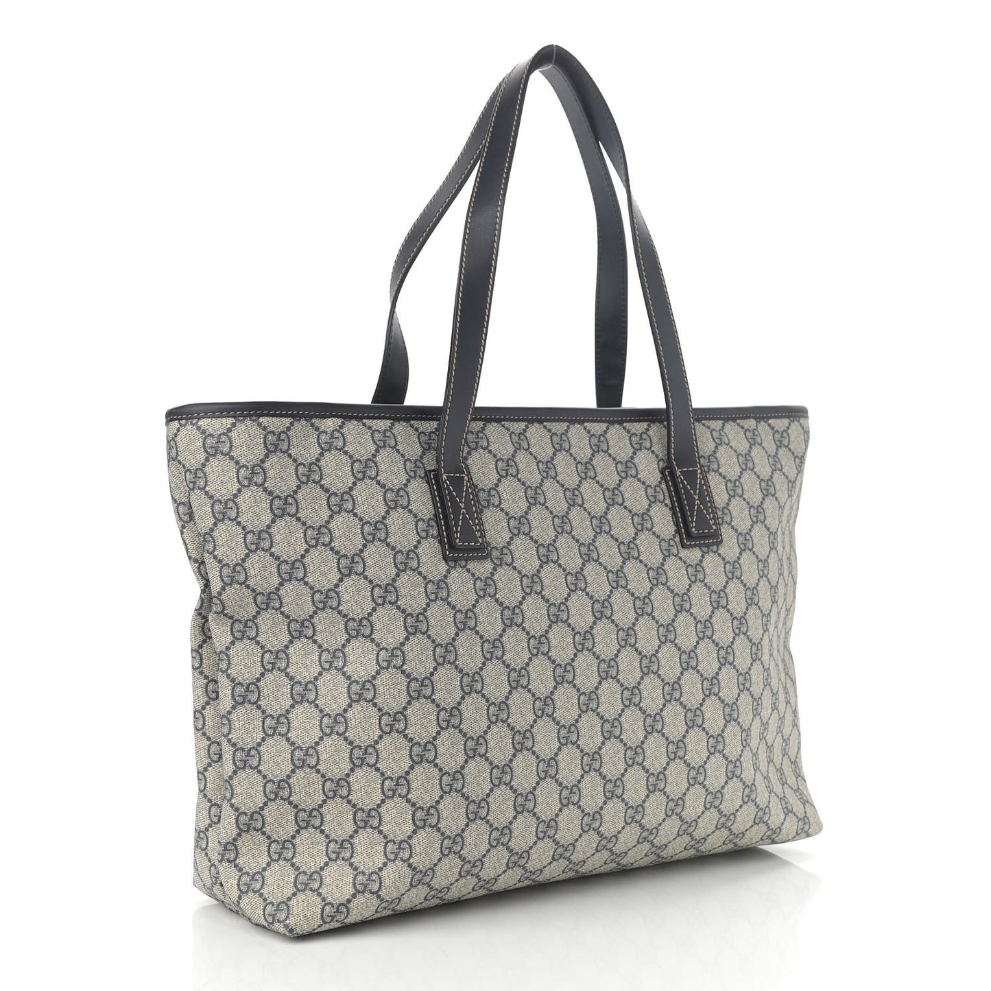 GG Supreme Monogram Medium Zippered Shopping Tote Navy