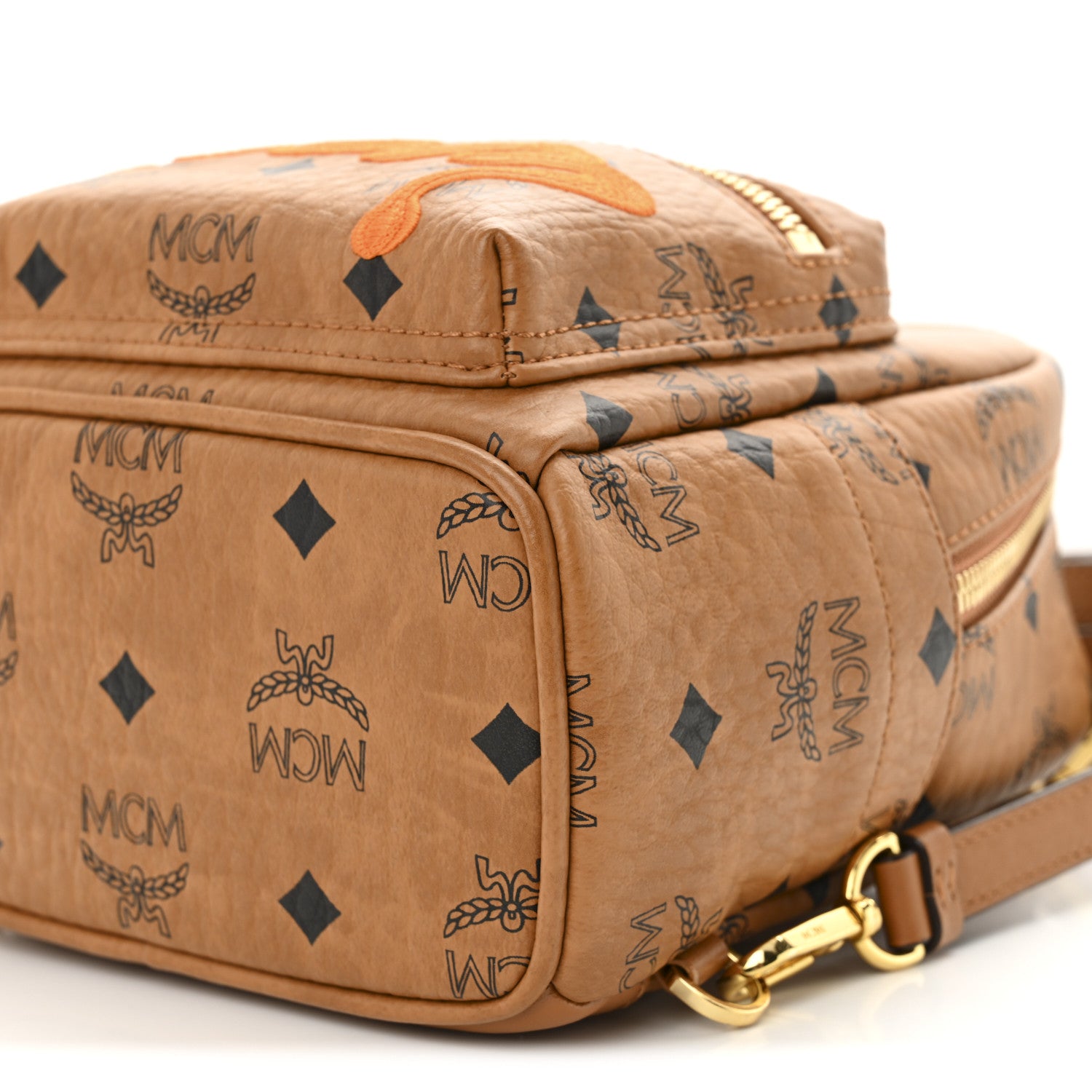 MCM Visetos X-Mini Stark Berlin Backpack Cognac 10 of 10