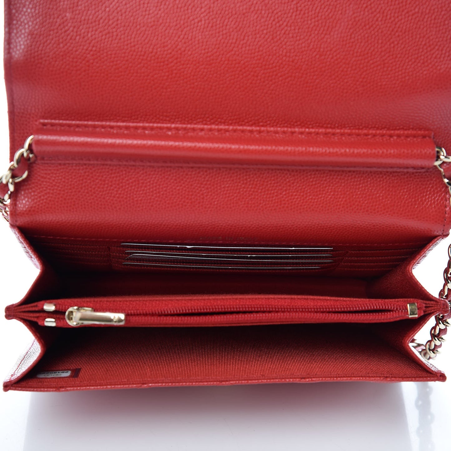 Caviar Quilted Square Wallet On Chain WOC Red
