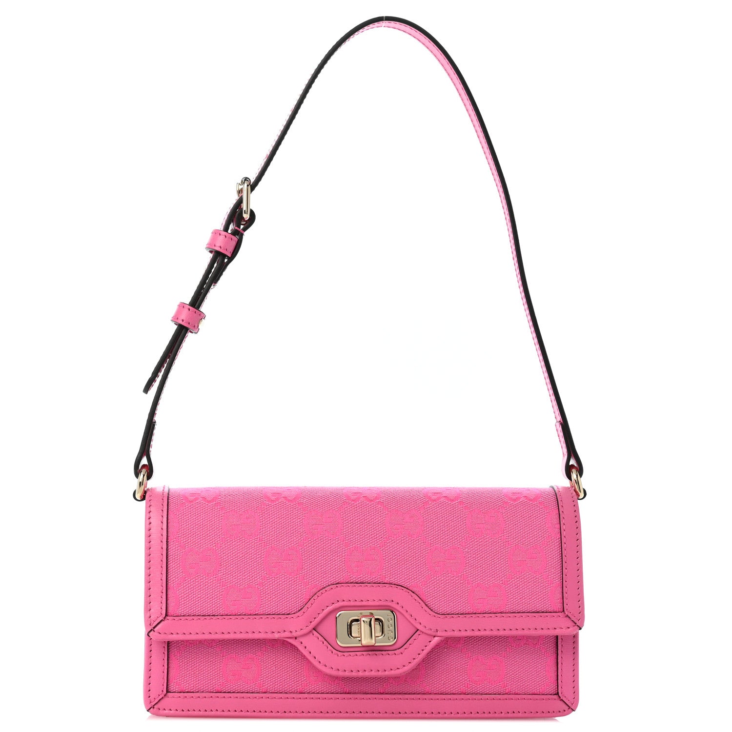 Gucci GG Monogram Scratch Lux Calfskin Mini Luce Shoulder Bag Rose Dark Blossom 1 of 11