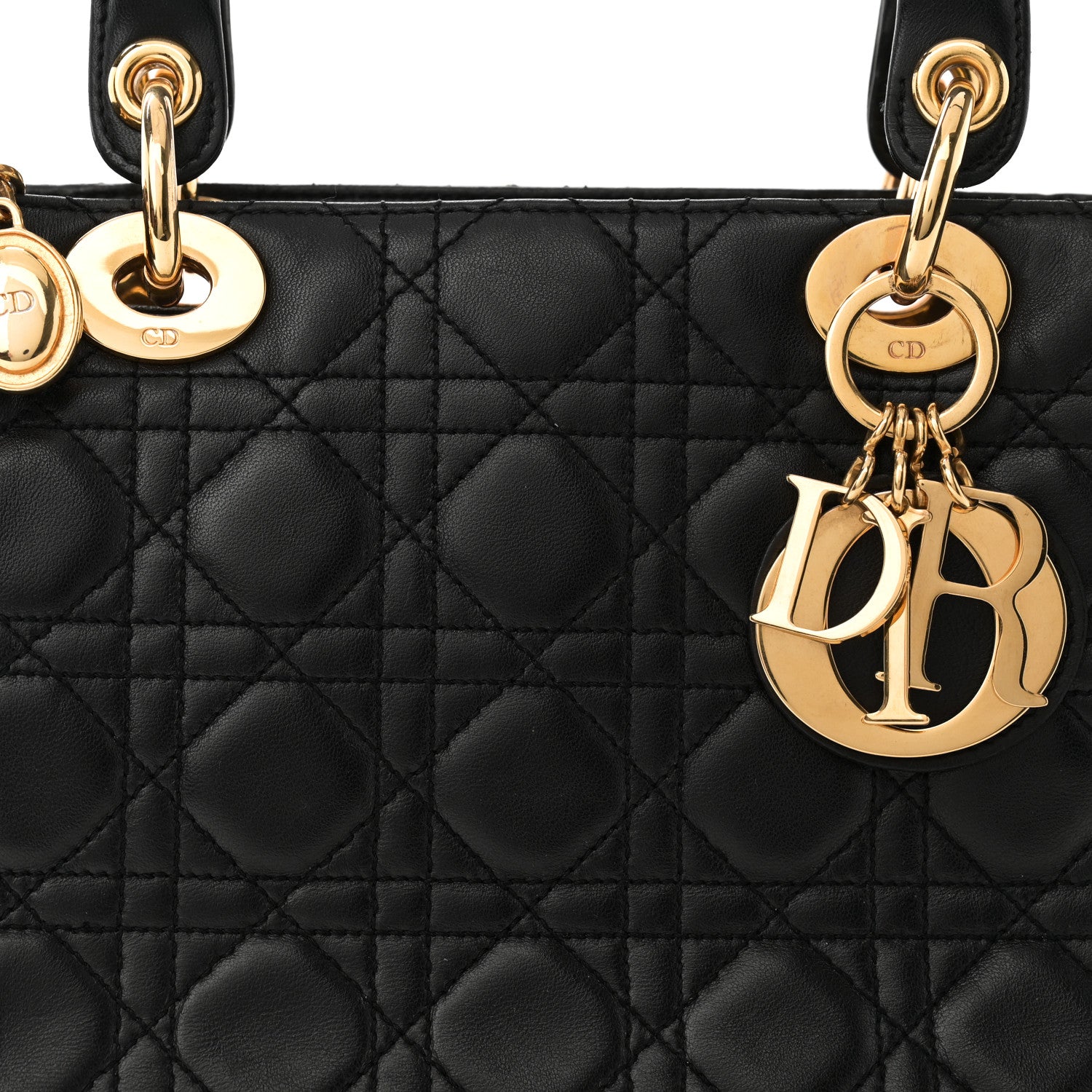 Christian Dior Lambskin Cannage Medium Lady Dior Black 8 of 10