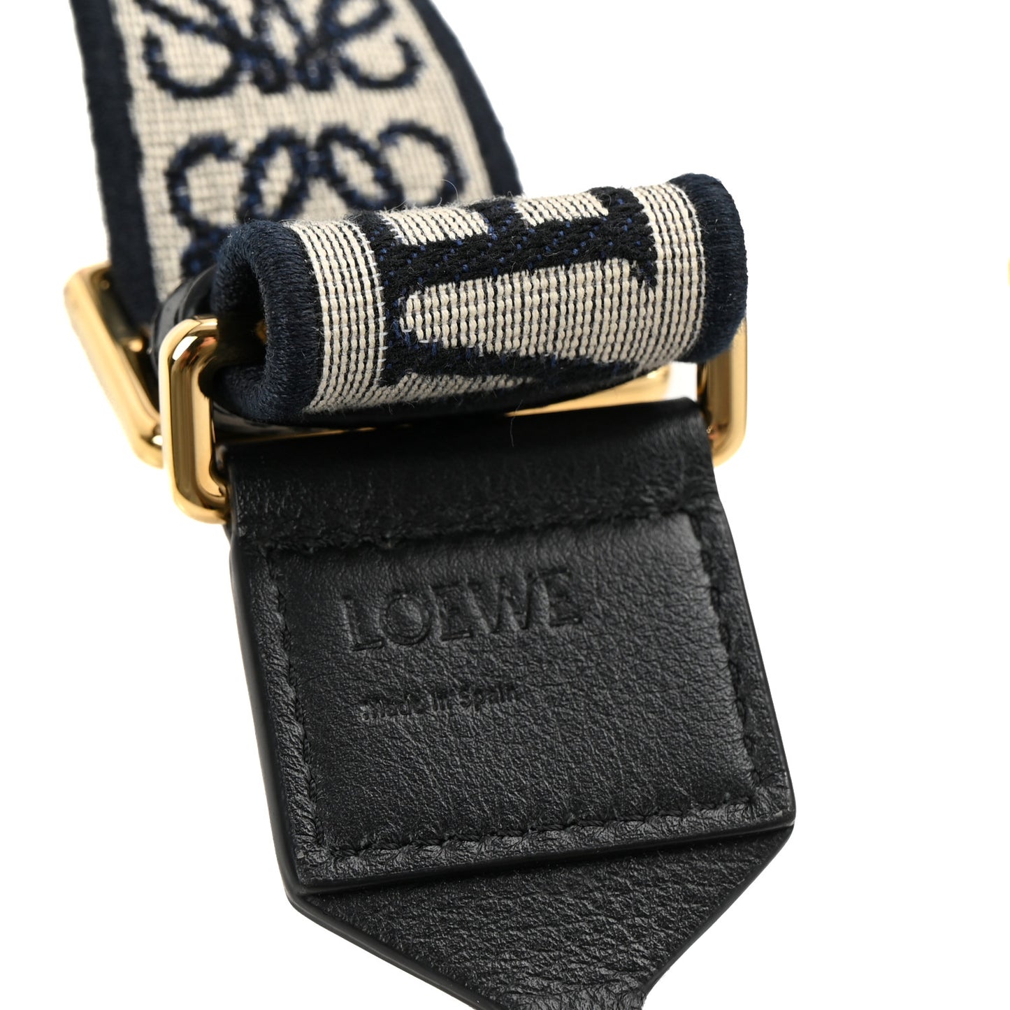 Calfskin Jacquard Anagram Strap Navy Black