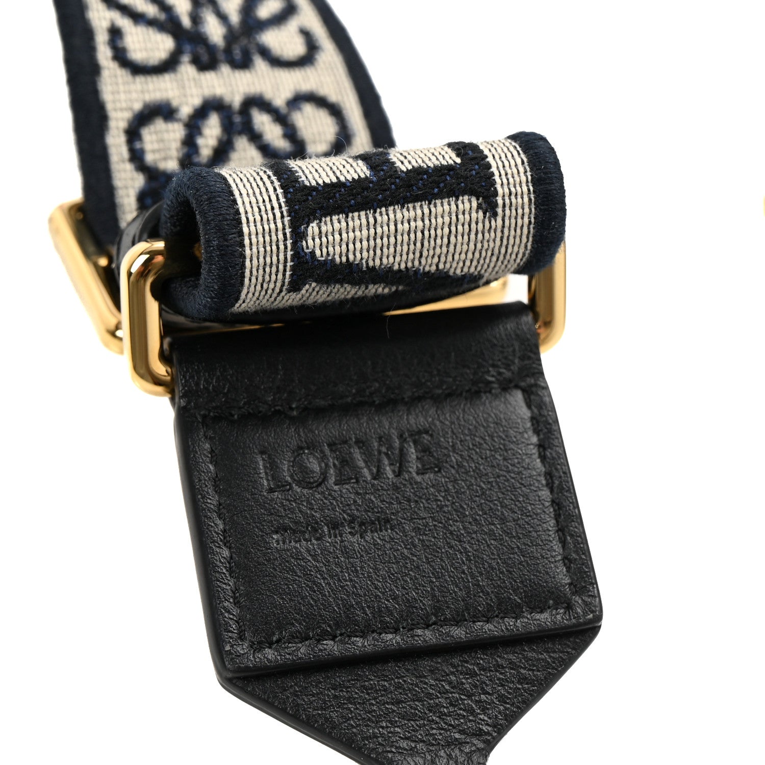 Loewe Calfskin Jacquard Anagram Strap Navy Black 4 of 5