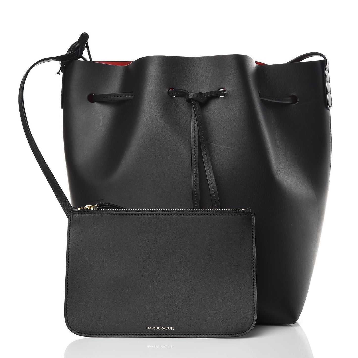 Vegetable Tanned Calfskin Bucket Bag Black Flamma