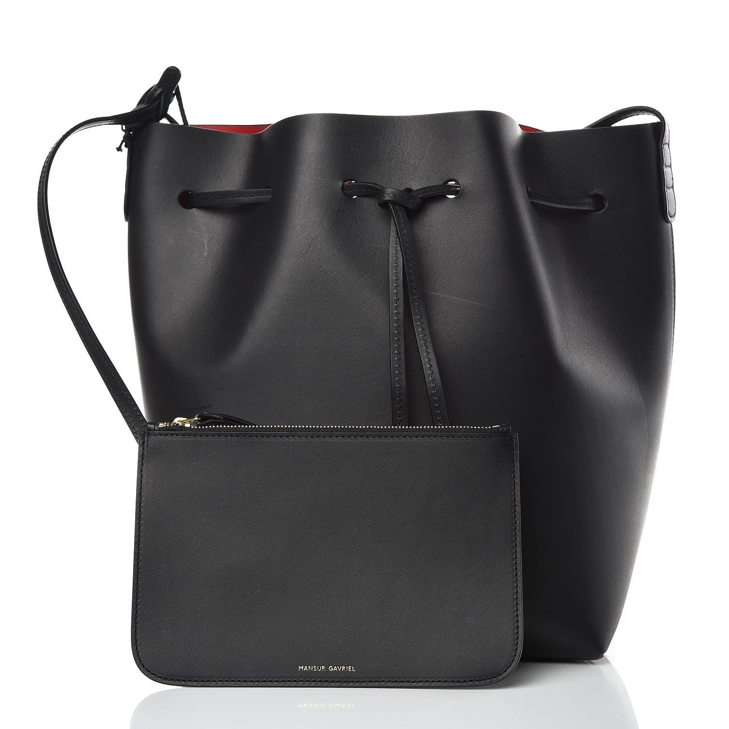 Mansur Gavriel Vegetable Tanned Calfskin Bucket Bag Black Flamma 3 of 10