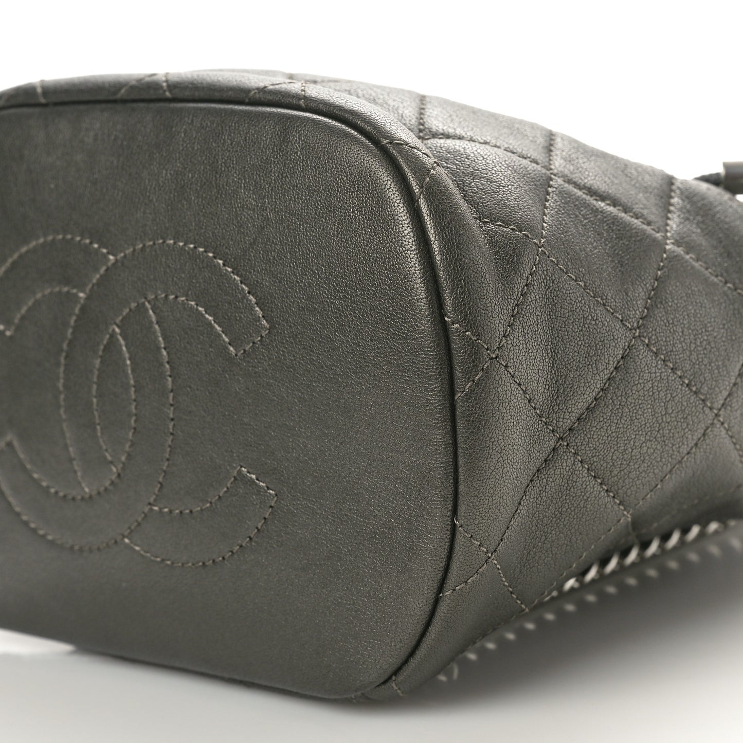 Goatskin Quilted Metallic Bubble Backpack Silver