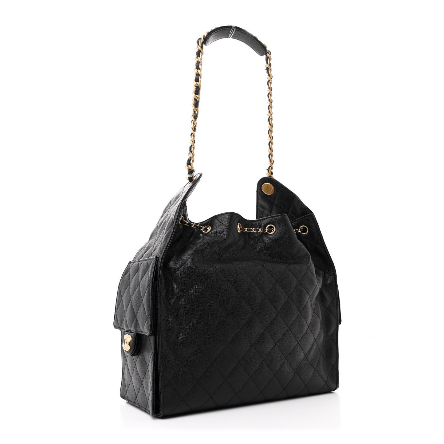 Caviar Quilted Medium Chanel 25 Handbag Black
