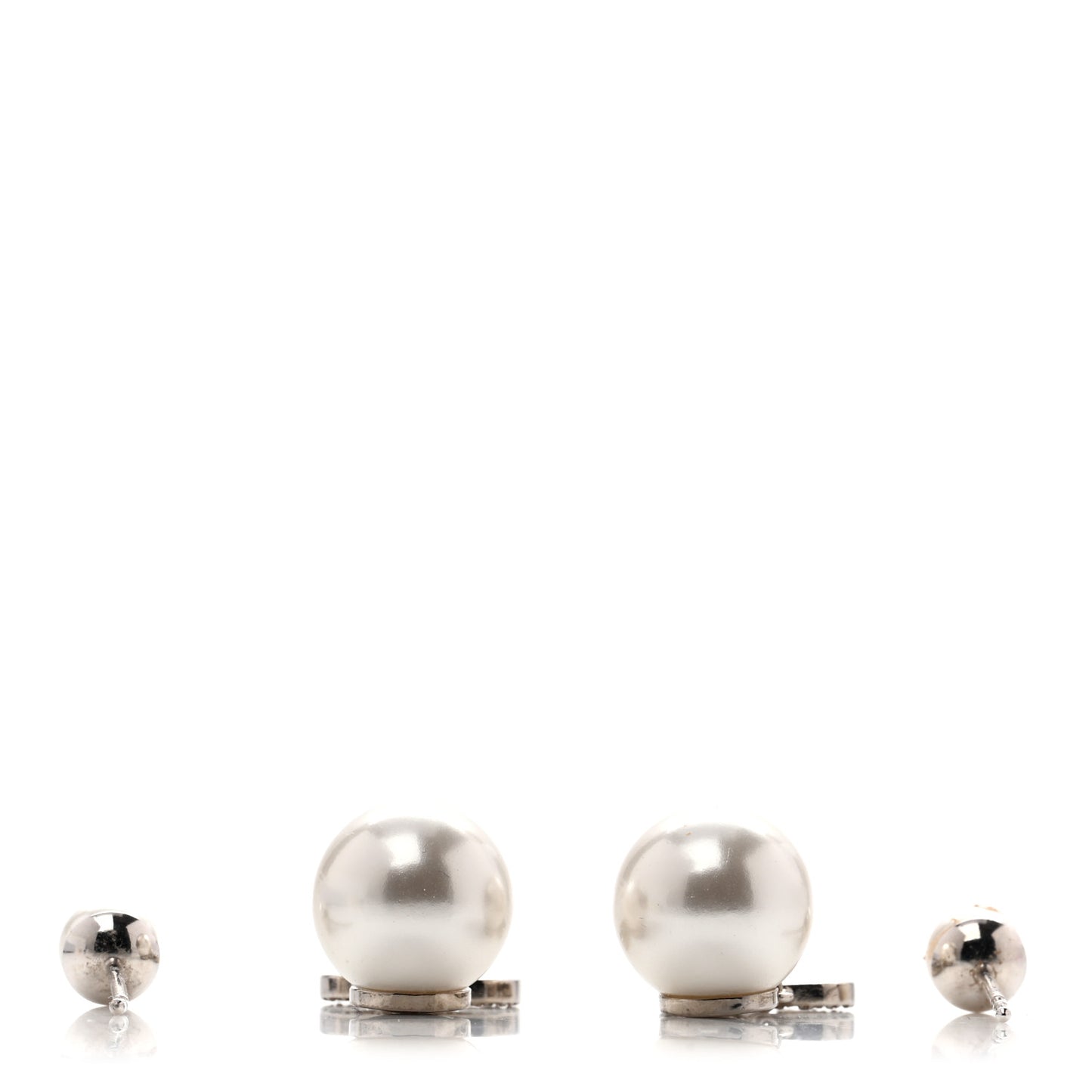 Pearl Crystal Tribal CD Drop Earrings Silver