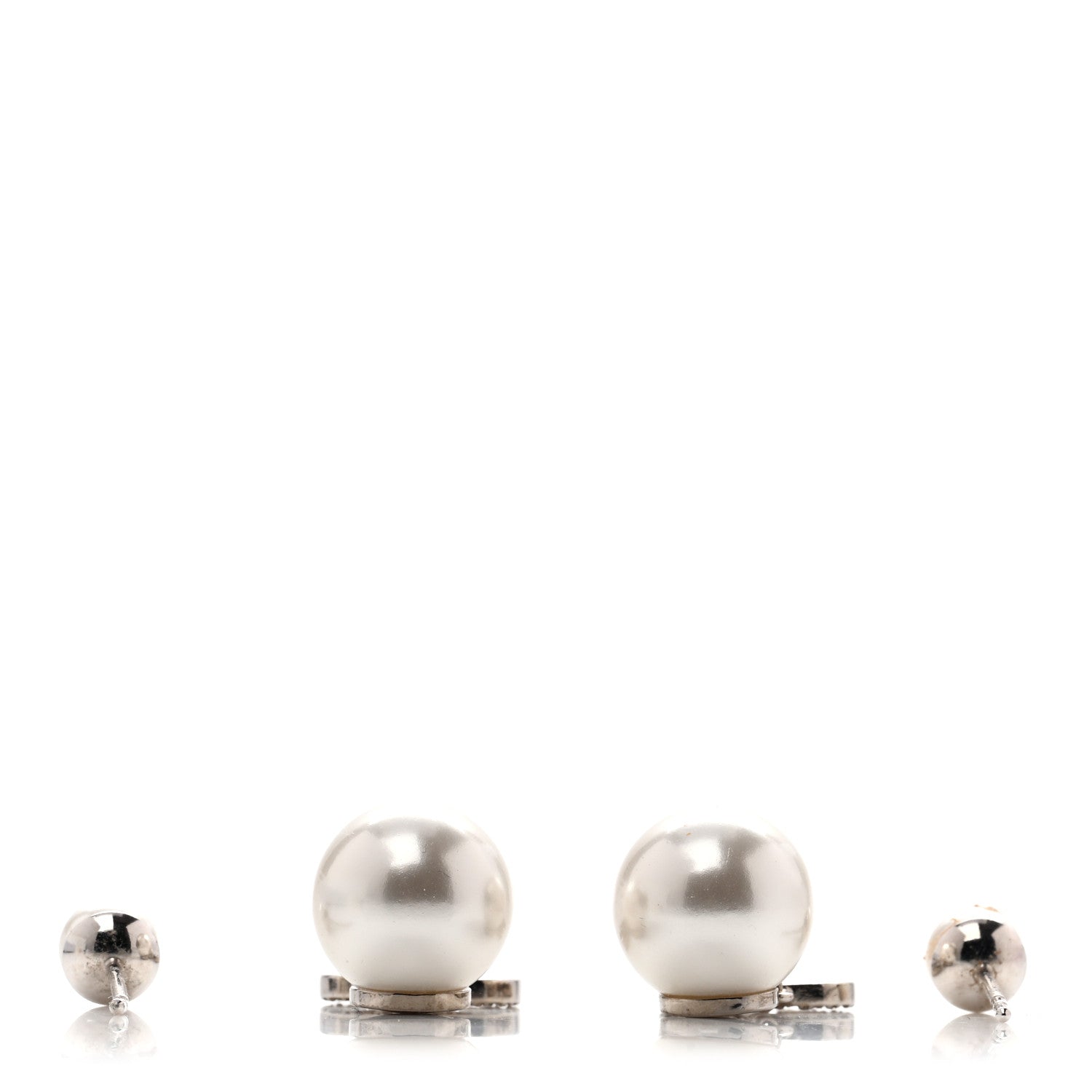 Christian Dior Pearl Crystal Tribal CD Drop Earrings Silver 3 of 6