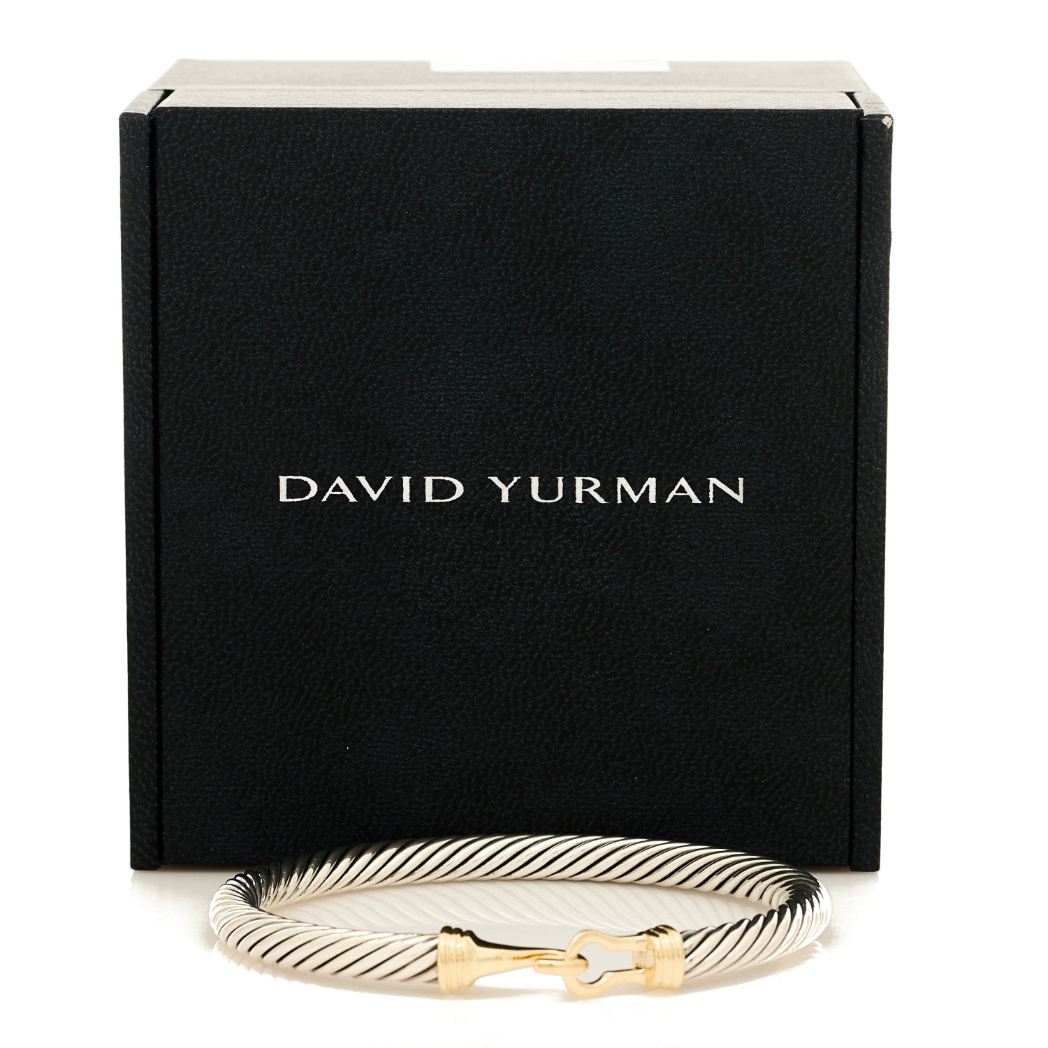 David Yurman Sterling Silver 14K Yellow Gold 5mm Cable Buckle Bracelet 4 of 4