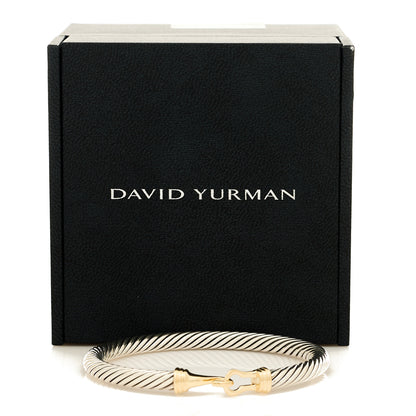 David Yurman Sterling Silver 14K Yellow Gold 5mm Cable Buckle Bracelet 4 of 4