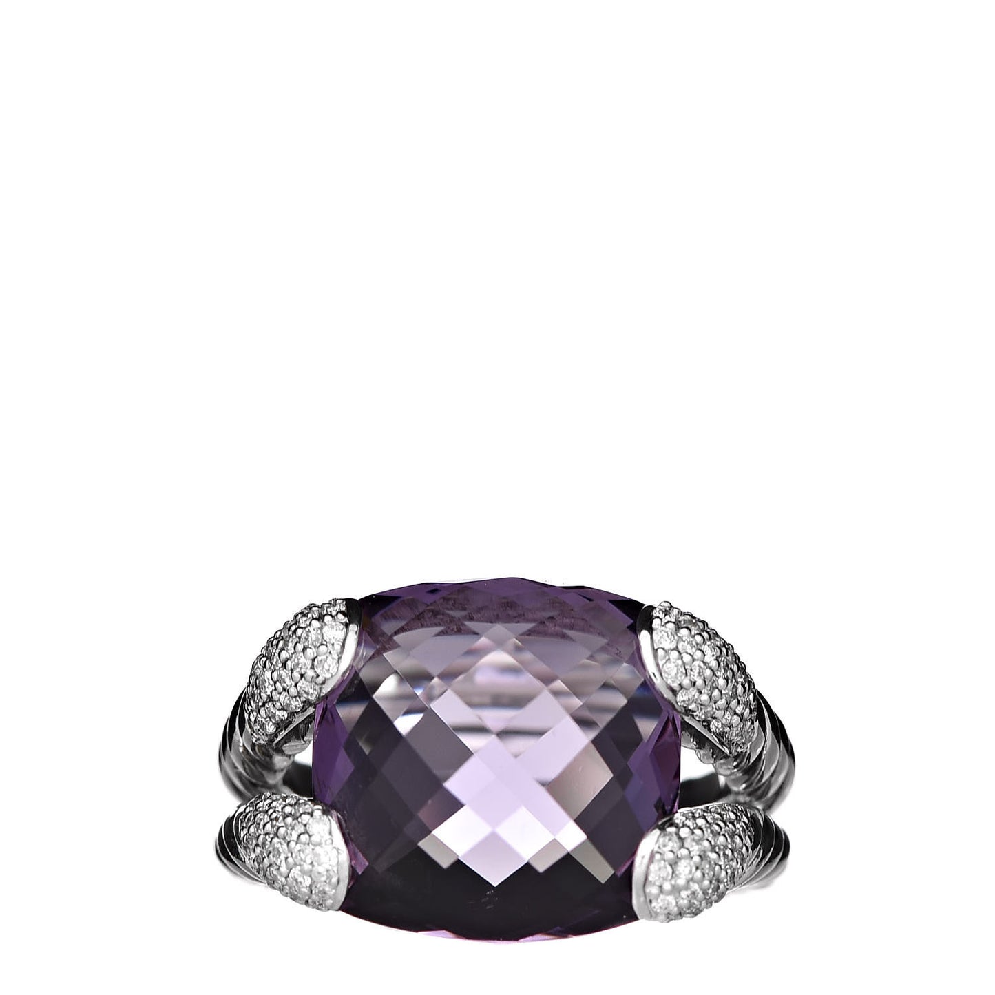 Sterling Silver Diamond Amethyst Willow Ring 54 6.75