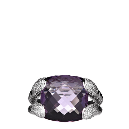 David Yurman Sterling Silver Diamond Amethyst Willow Ring 54 6.75 1 of 5
