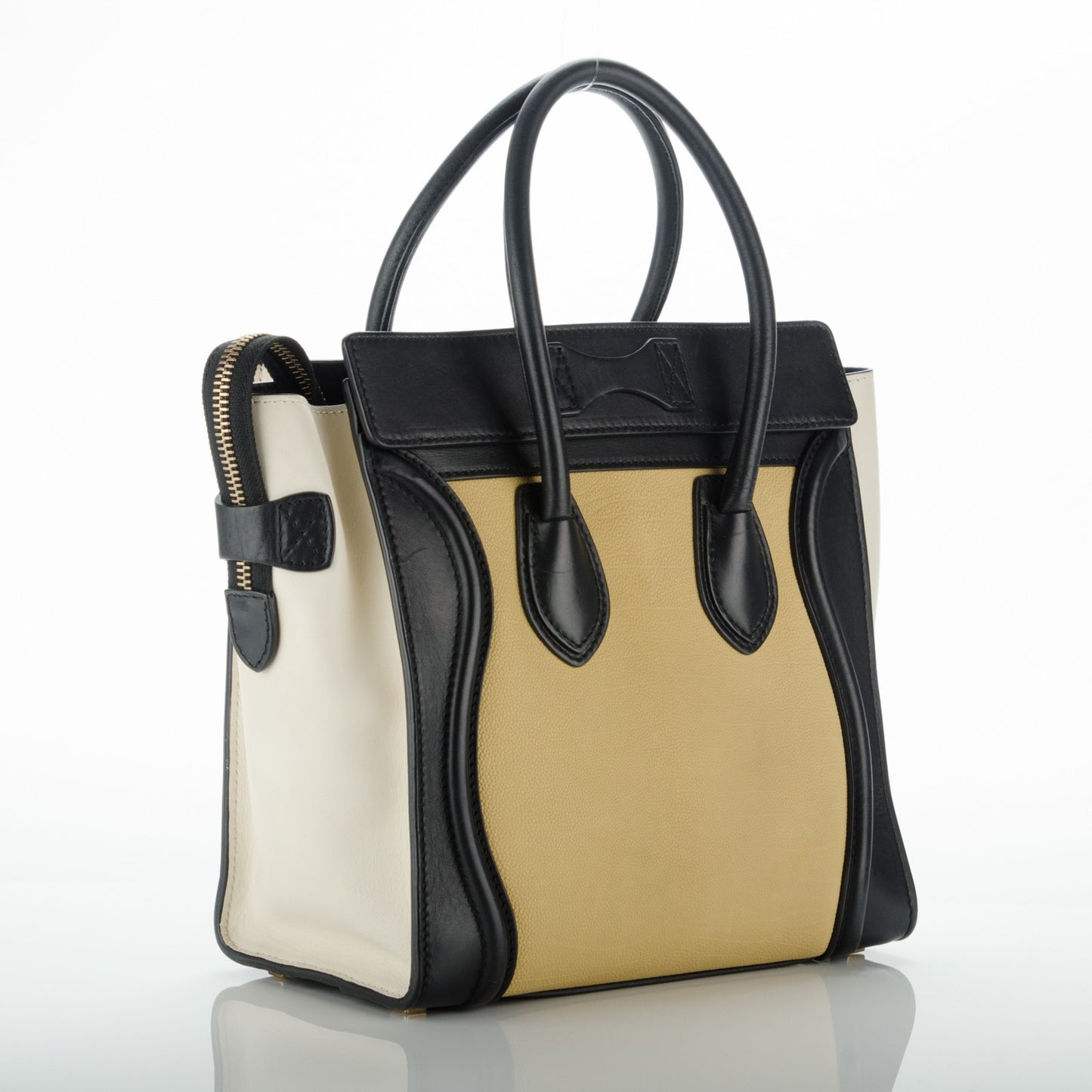 Smooth Velluto Calfskin Micro Tri-Color Luggage Vanilla