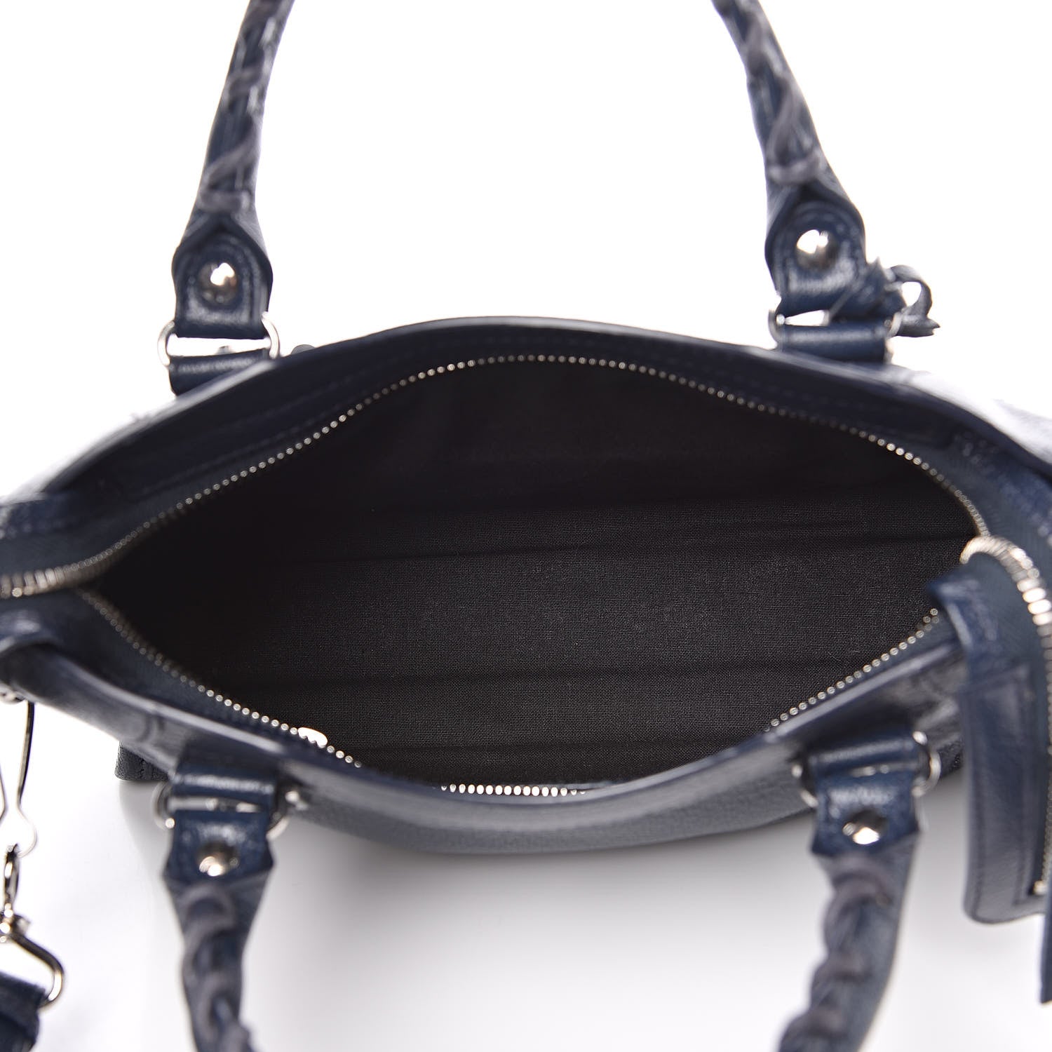 Balenciaga Chevre Silver Metallic Edge Hardware Mini City Bleu Nuit Dark Sea 5 of 9