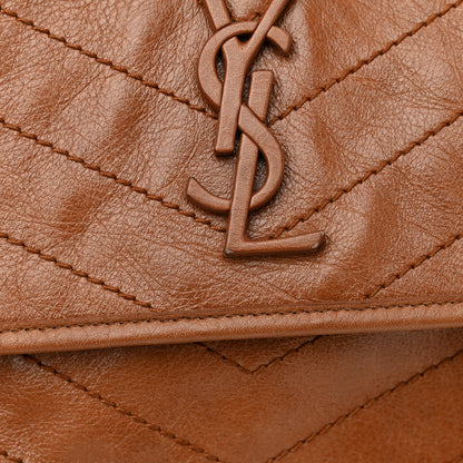Saint Laurent Crinkled Calfskin Matelasse Monogram Medium Niki Chain Satchel Caramel 12 of 13