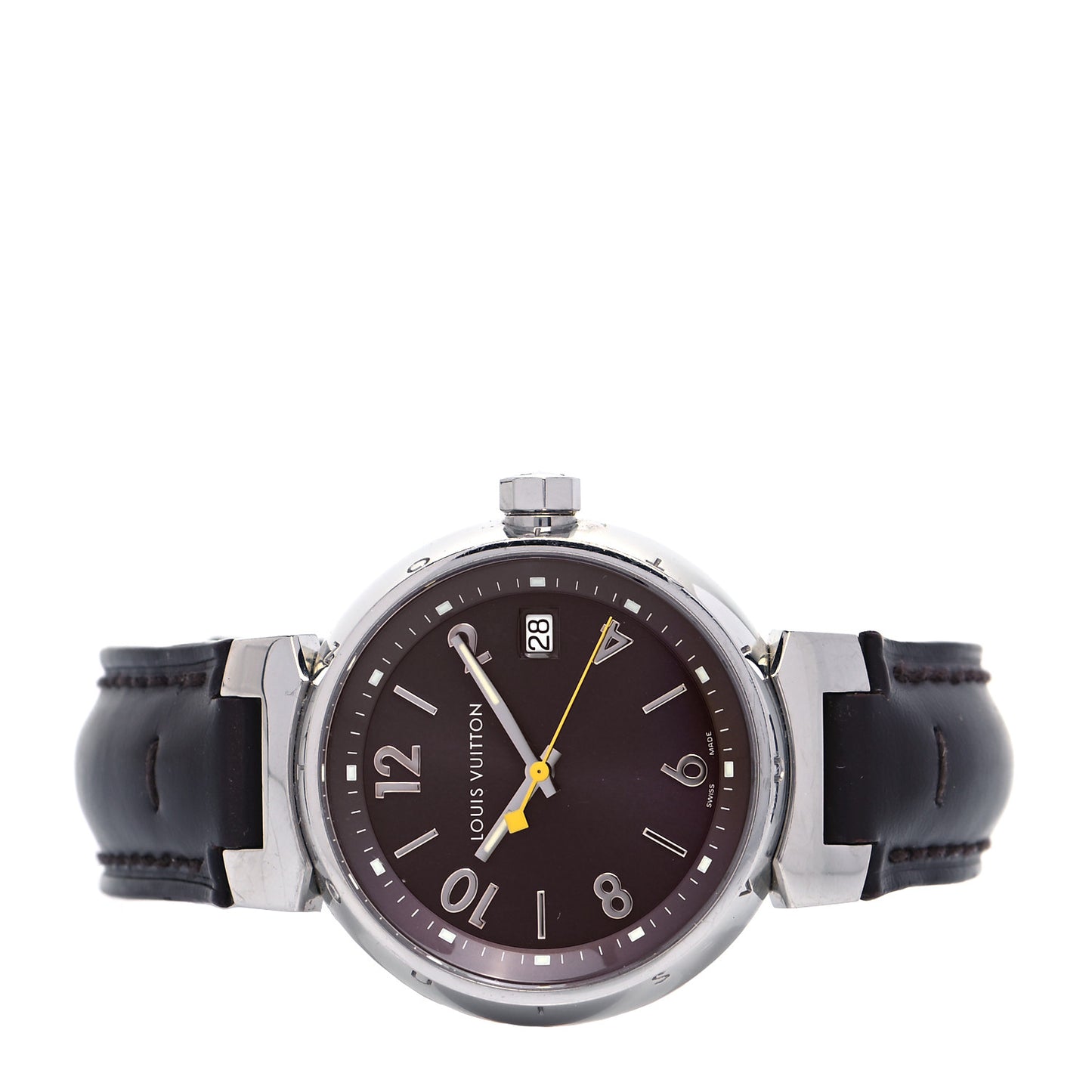 Stainless Steel Calfskin 34mm Tambour Quartz Watch
