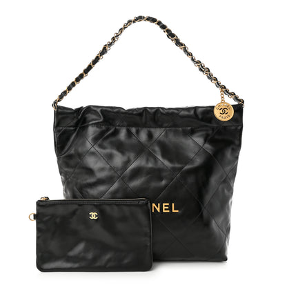 Chanel Shiny Calfskin Quilted Small Chanel 22 Black 1 of 11