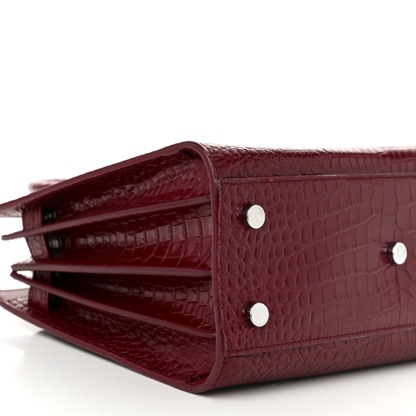 Calfskin Crocodile Embossed Baby Sac De Jour Red
